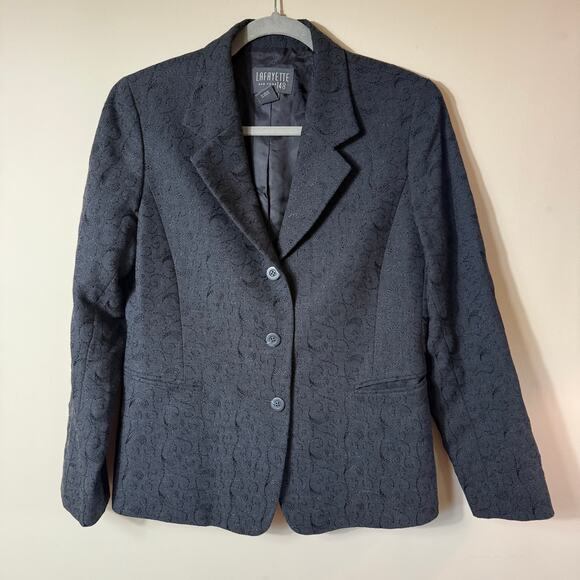 Lafayette 148 New York Blazer Black SZ 8 Embroidered Business Career Work Class - Picture 1 of 8